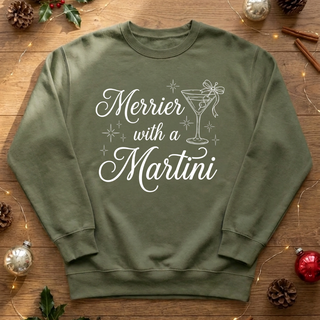 Merrier With a Martini Graphic Crew Sweatshirt