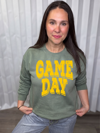 Yellow Distressed Game Day Sweatshirt