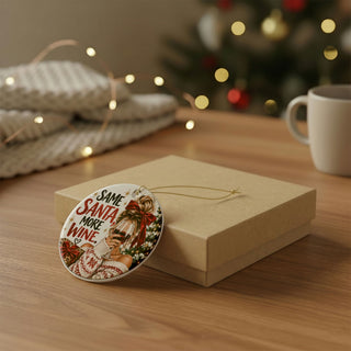 Same Santa More Wine Christmas Ceramic Ornament