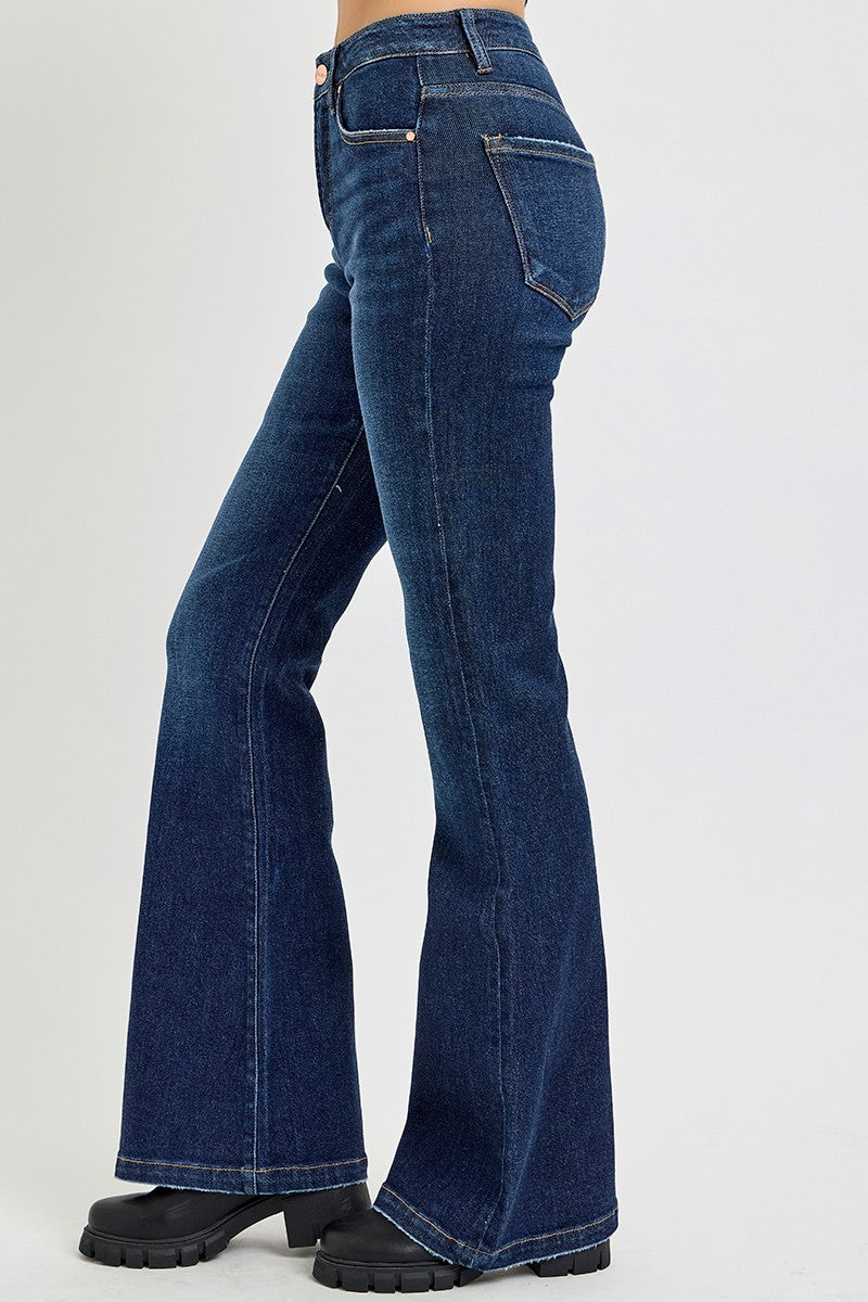 RISEN Full Size High Rise Flare Jeans with Pockets MadreForte LLC