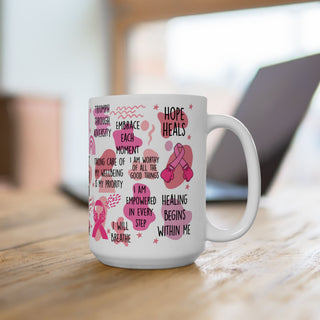 Breast Cancer Warrior Ceramic Mug 15oz
