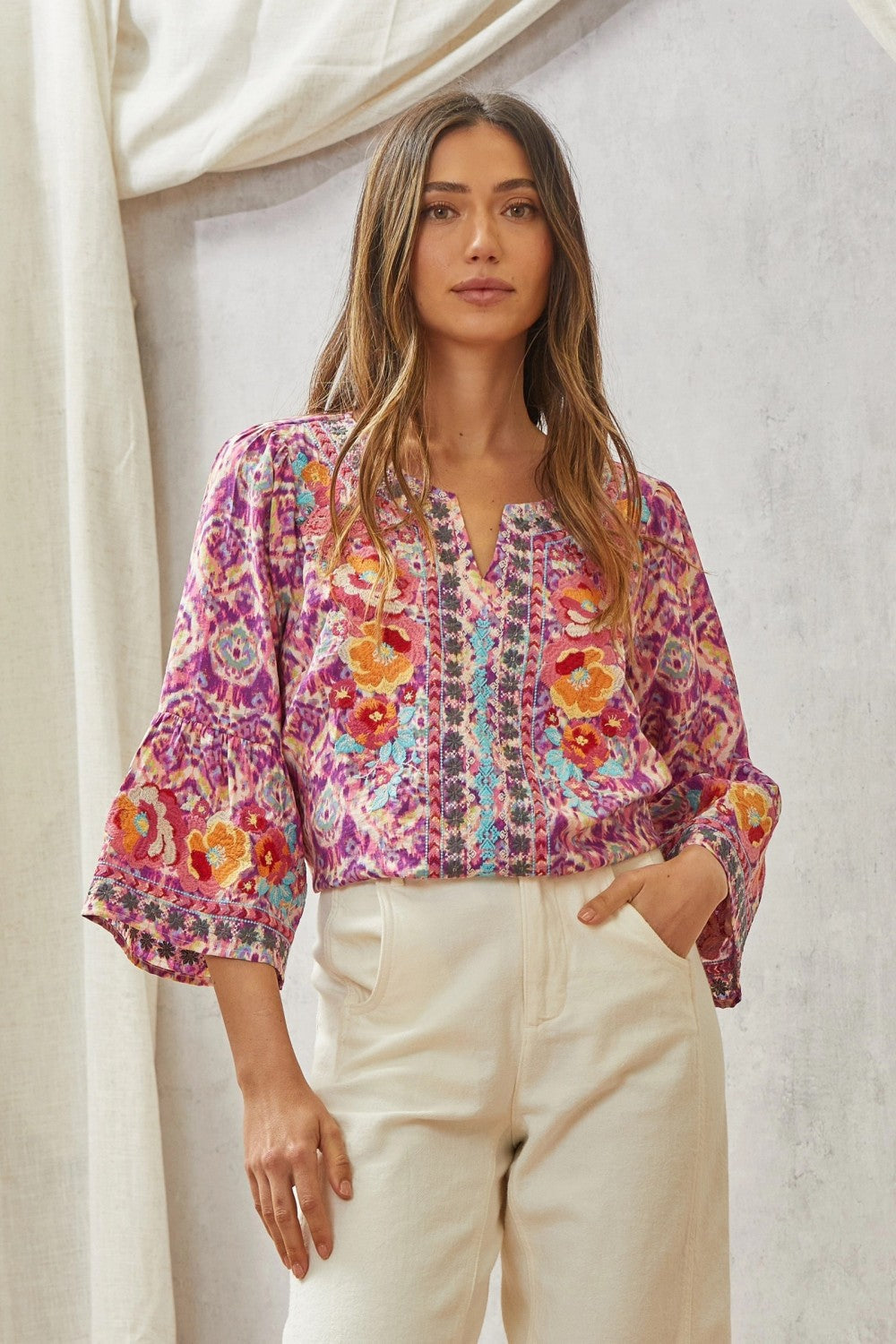 Print Embroidery Tunic Top MadreForte LLC