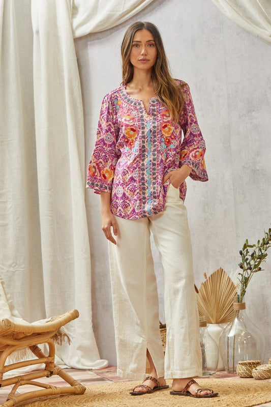 Print Embroidery Tunic Top MadreForte LLC