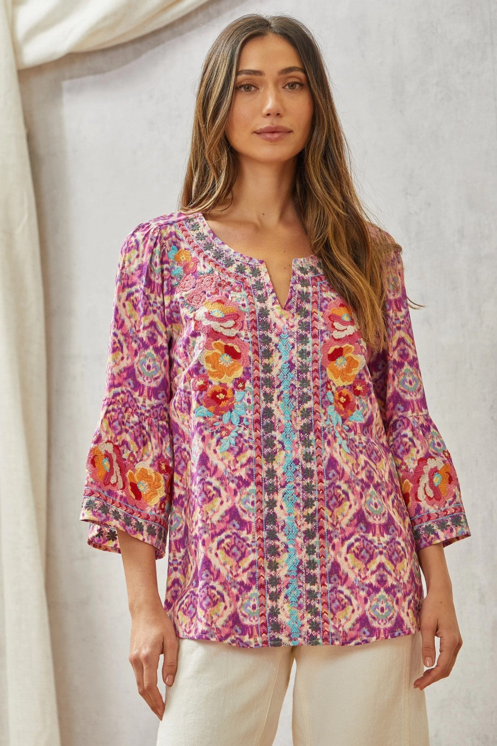 Print Embroidery Tunic Top MadreForte LLC