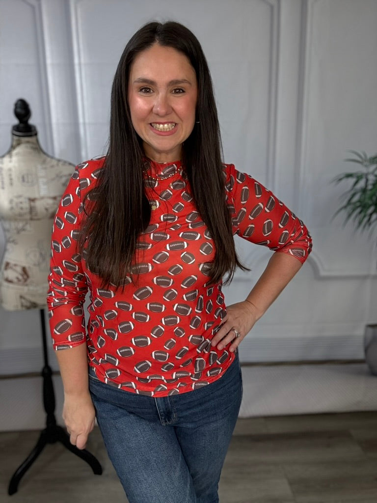 Game Day Mesh Sheer Long Sleeve Top