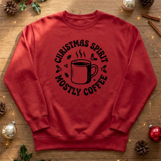 Christmas Spirit Mostly Coffee Graphic Crew Sweatshirt
