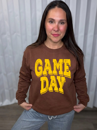 Yellow Distressed Game Day Sweatshirt