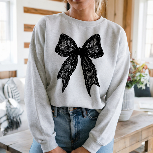 Gothic Lace Halloween Bow  Sweatshirt