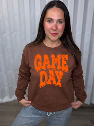Orange Distressed Game Day Sweatshirt