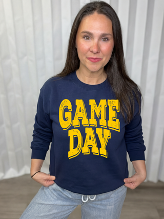 Yellow Distressed Game Day Sweatshirt
