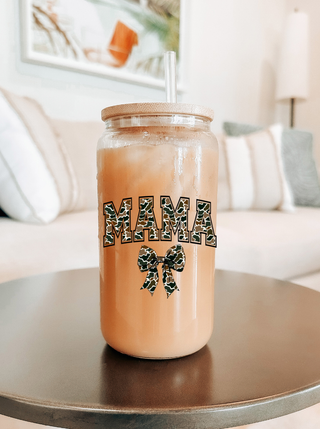 Army Mama Bow Sipper Glass