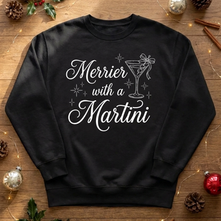 Merrier With a Martini Graphic Crew Sweatshirt