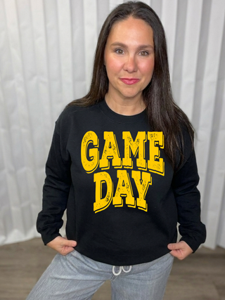 Yellow Distressed Game Day Sweatshirt