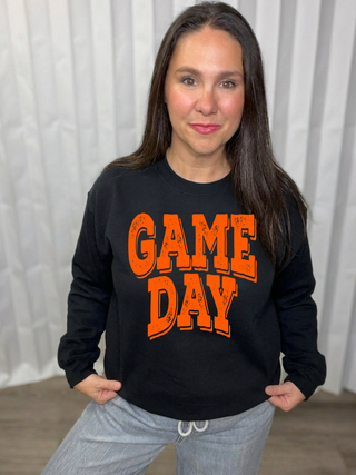 Orange Distressed Game Day Sweatshirt