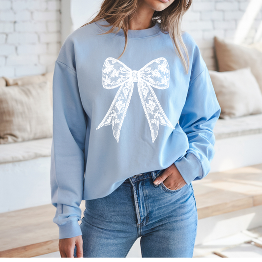 Coquette White Lace Bow Sweatshirt