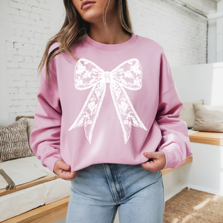 Coquette White Lace Bow Sweatshirt