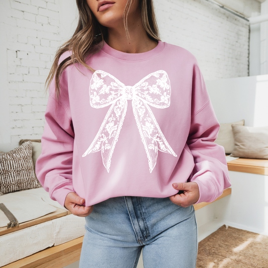 Coquette White Lace Bow Sweatshirt