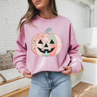 Preppy Floral Pink Pumpkin Sweatshirt