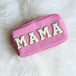 MAMA-BLUSH BAG/WHITE CHENILLE PATCHES