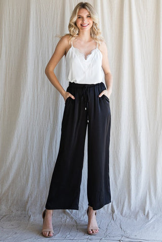 City Ease Wide Leg Bottoms in Black