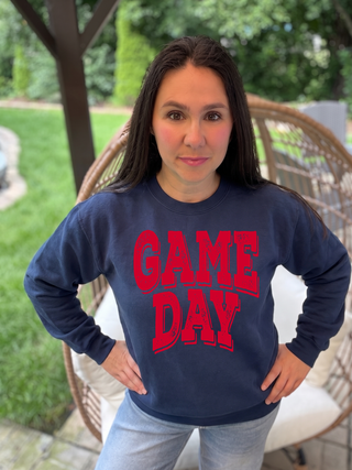 Red Distressed Game Day Sweatshirt