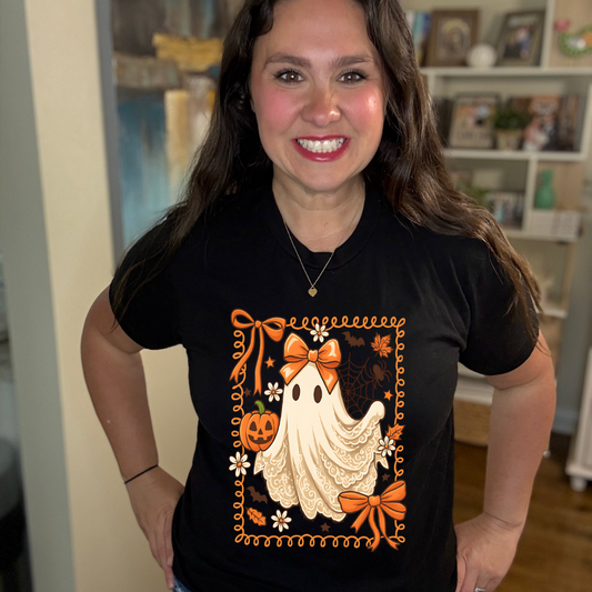Orange Ribbon Ghost Tee