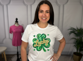 Gold Painted Lucky Shamrock Tshirt