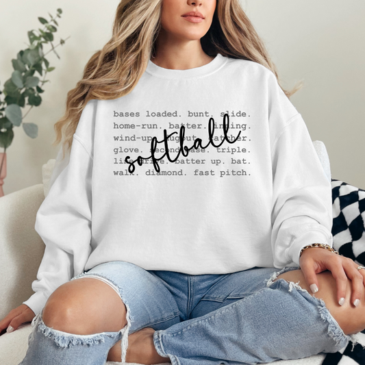 SoftBall Words| Sweatshirt or T-Shirt