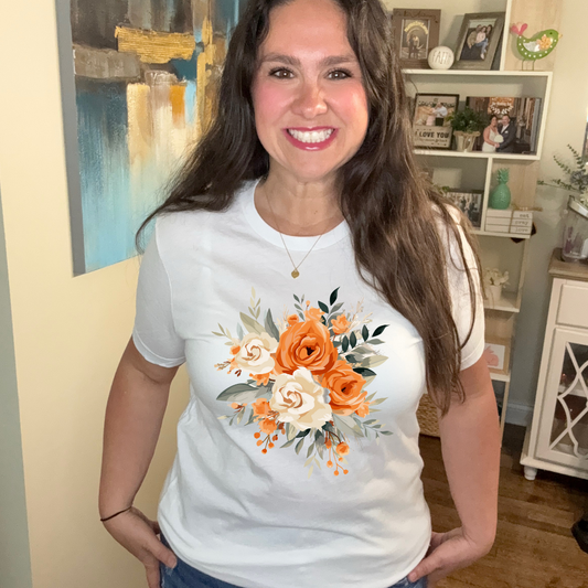 Orange Fall Floral Tee