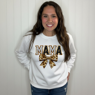 Leopard Rhinestone Mama Sweatshirt