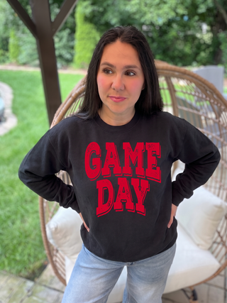 Red Distressed Game Day Sweatshirt