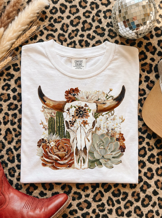 Floral Cow Skull Tee