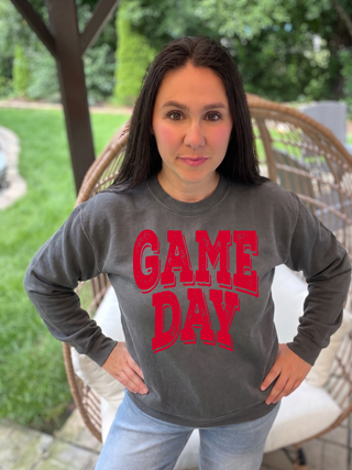 Red Distressed Game Day Sweatshirt