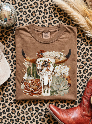 Floral Cow Skull Tee