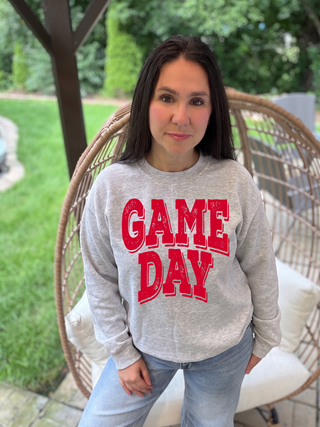 Red Distressed Game Day Sweatshirt
