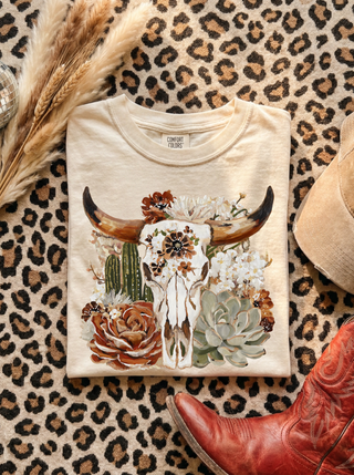 Floral Cow Skull Tee