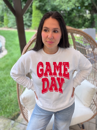 Red Distressed Game Day Sweatshirt