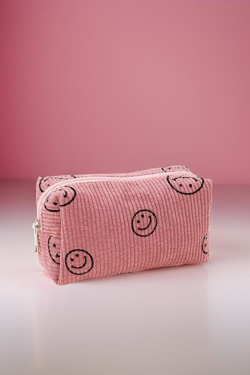 Zenana Smiley Face Corduroy Cosmetic Pouch MadreForte LLC