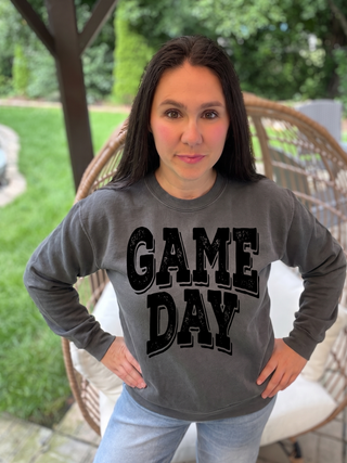 Black Distressed Game Day Sweatshirt