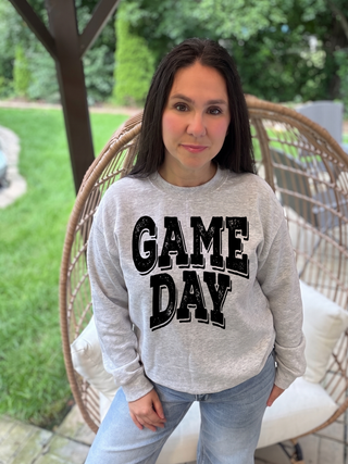 Black Distressed Game Day Sweatshirt