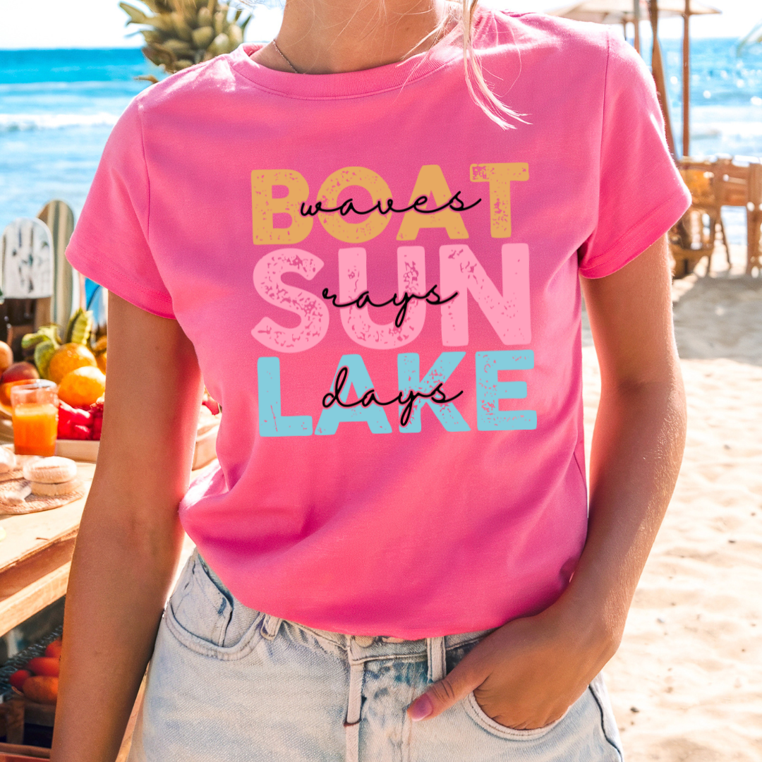 Boat Sun Lake T Shirt