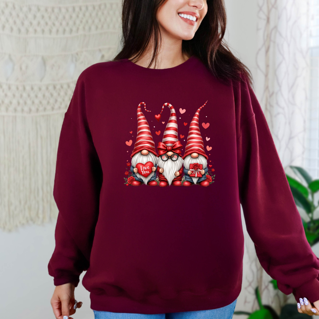 Valentine Gnome Graphic Sweatshirt MadreForte LLC