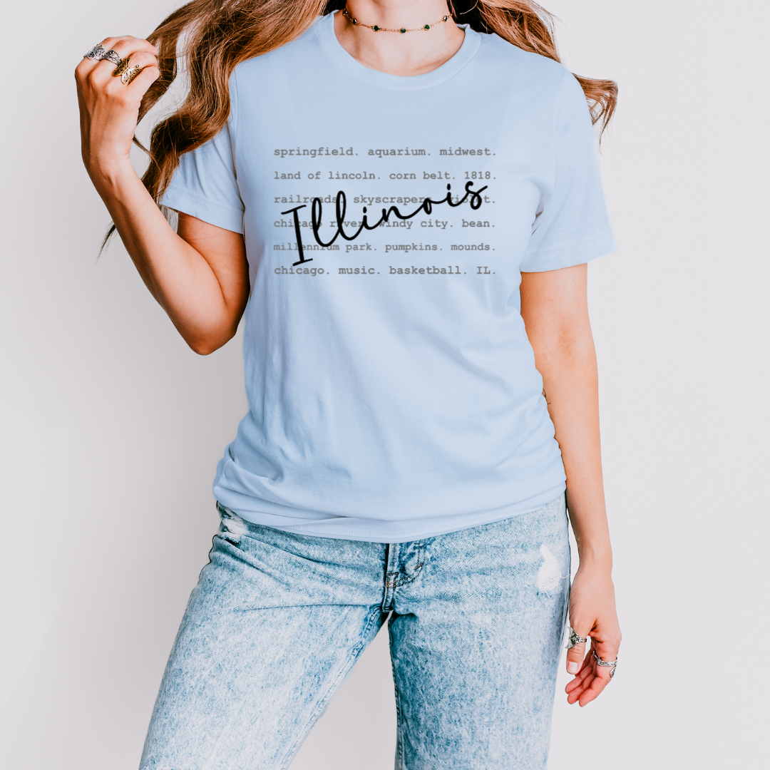 Illinois Words T Shirt