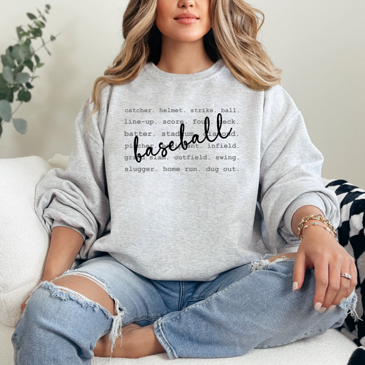 Baseball Words| Sweatshirt or T-Shirt