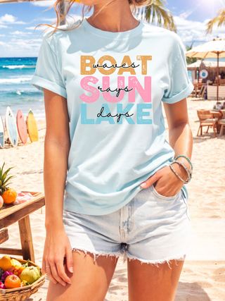 Boat Sun Lake T Shirt