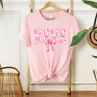 Mama Pink Floral Coquette Bow Tshirt