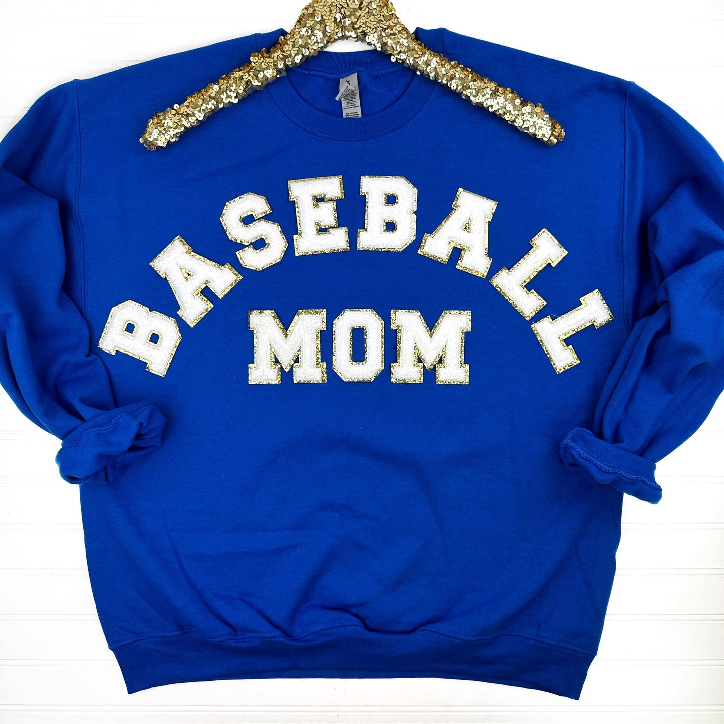 Baseball Mom Chenille Patch Sweatshirt MadreForte LLC