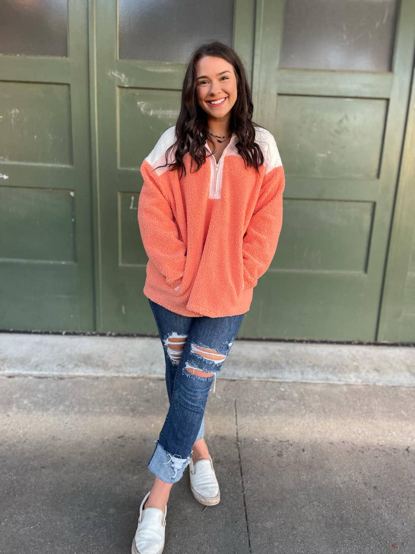 PREORDER: Half Zip Fleece Pullover in Sherbet MadreForte LLC