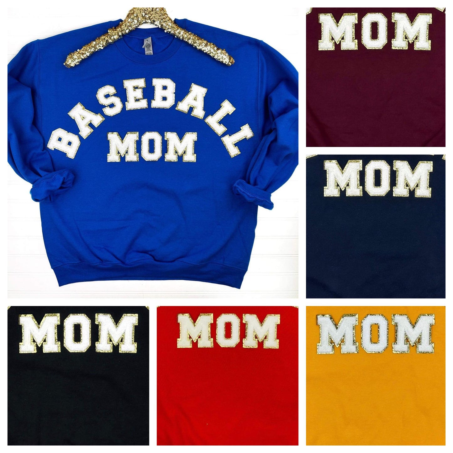 Baseball Mom Chenille Patch Sweatshirt MadreForte LLC