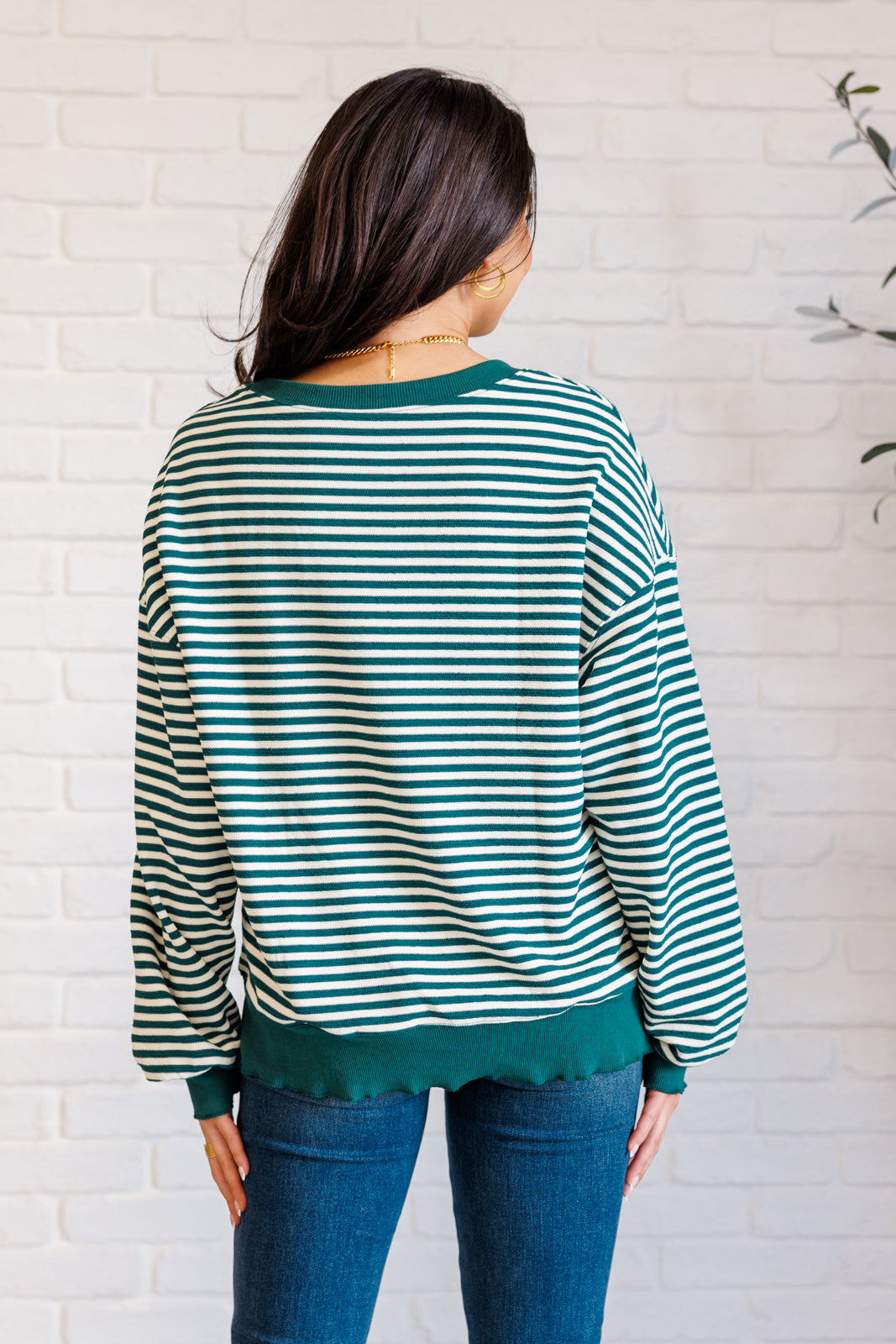 Too Good to be True Striped Drop Shoulder Top in Green MadreForte LLC